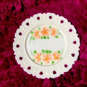 John Kemple painted milk glass plate